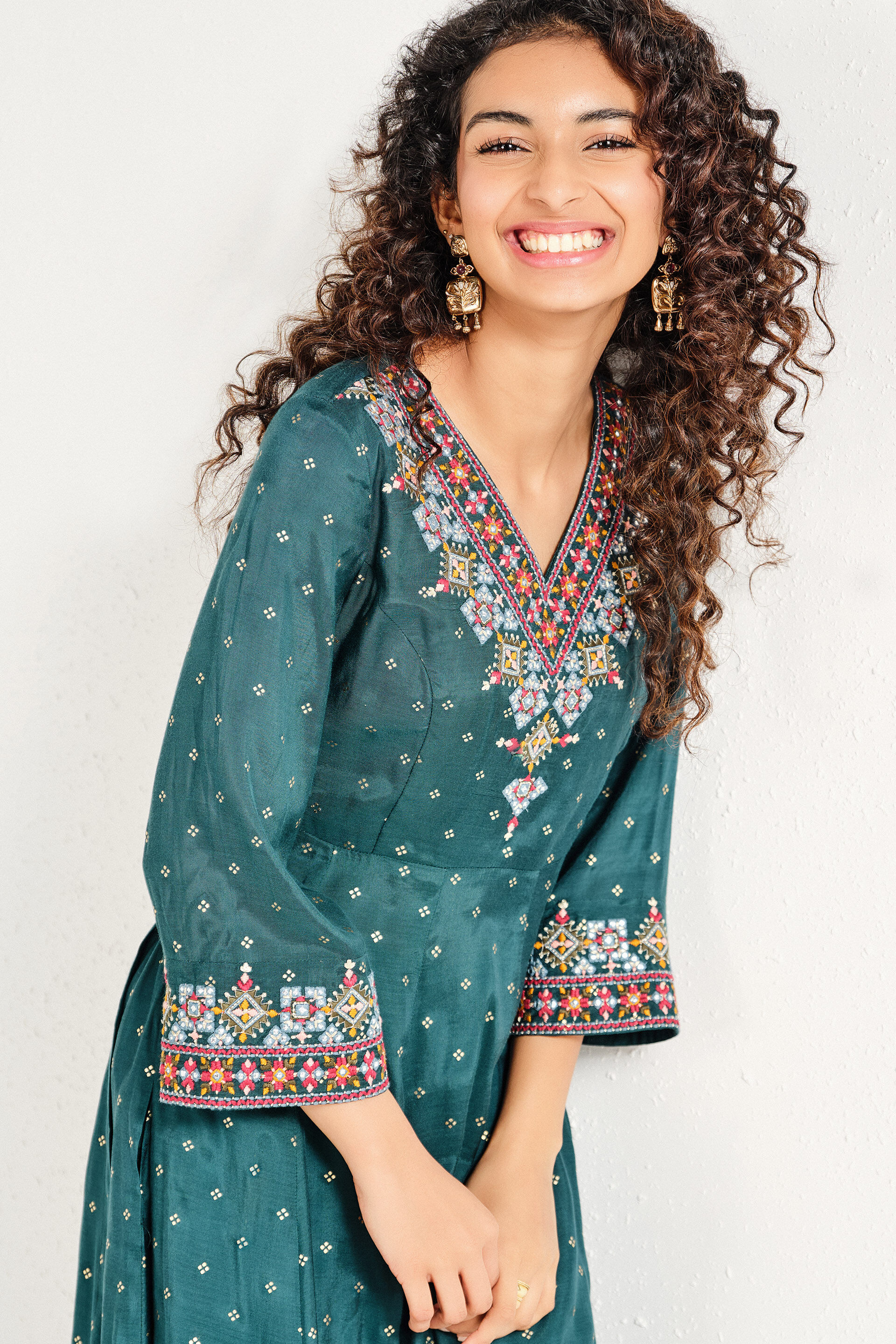 Anahita Teal Kurta Set, Teal, image 3